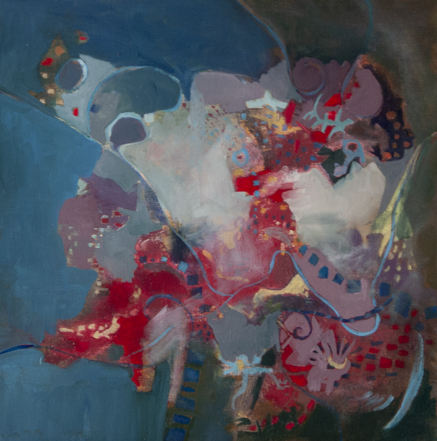 Esprit végétal huile sur toile format 40x40 Année de réalisation 2018